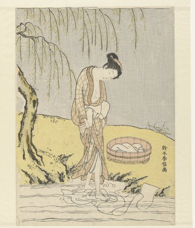 Woman Washing Linen by Suzuki Harunobu