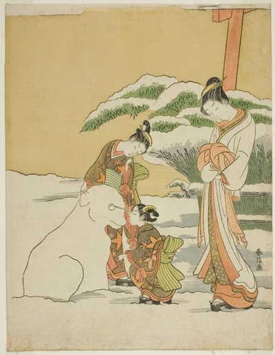 Making a Snow Dog by Suzuki Harunobu
