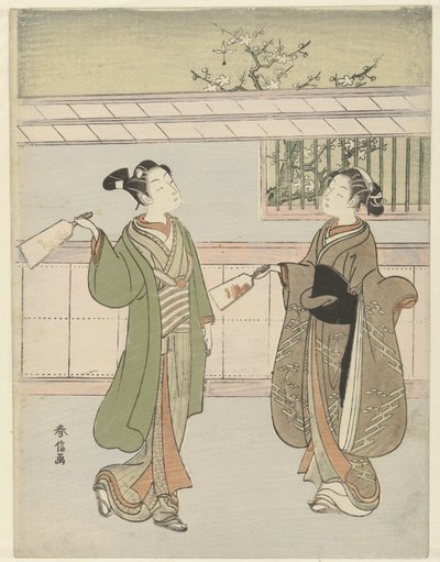 Playing Shuttlecock by Suzuki Harunobu