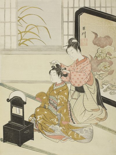 The Autumn Moon in the Mirror by Suzuki Harunobu
