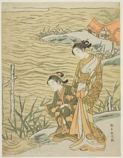 Two Women at the Waterside by Suzuki Harunobu