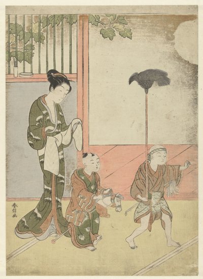 Woman and Playing Boys by Suzuki Harunobu