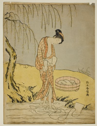 Washing Cloth in a Stream by Suzuki Harunobu