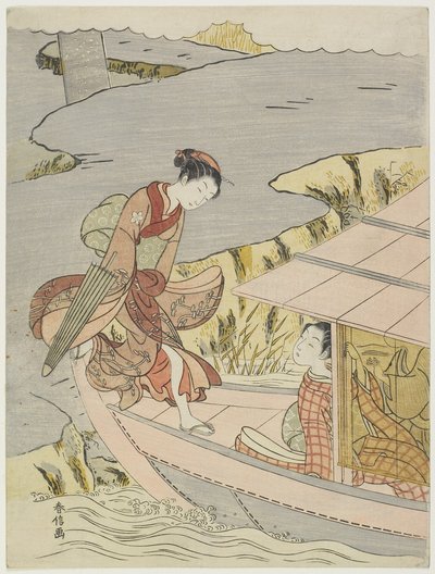 Woman Boarding a Boat, c. 1767 by Suzuki Harunobu