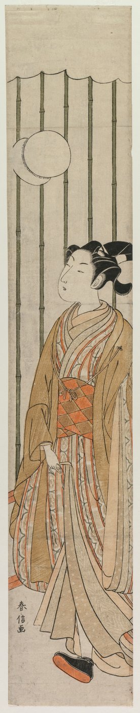 Young Man Playing Football, Late 1760s by Suzuki Harunobu