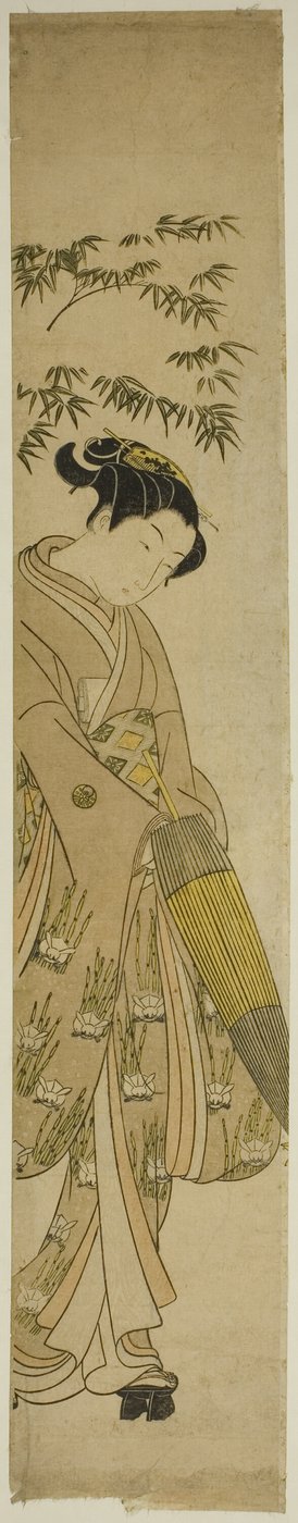 Young Woman Walking in Snow by Suzuki Harunobu