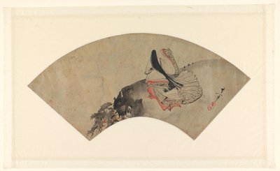 Fan Leaf with a Poetess on a Mountain by Suzuki Kiitsu
