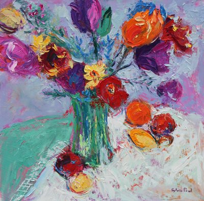 Tulips and Fruit by Sylvia Paul