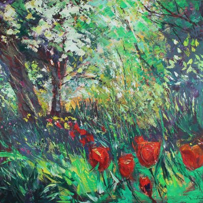 Tulips and Woodland by Sylvia Paul