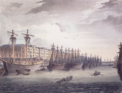 West India Docks by T. and Pugin A.C. Rowlandson