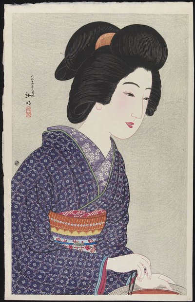 Woman Sitting by a Brazier, February 1925 by Takahashi Hiroaki