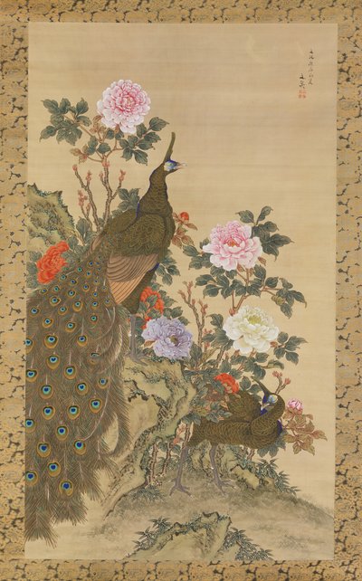 Peacocks and Peonies by Tani Buncho
