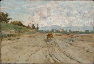 T. Signorini, Sienese Landscape with Cart by Telemaco Signorini