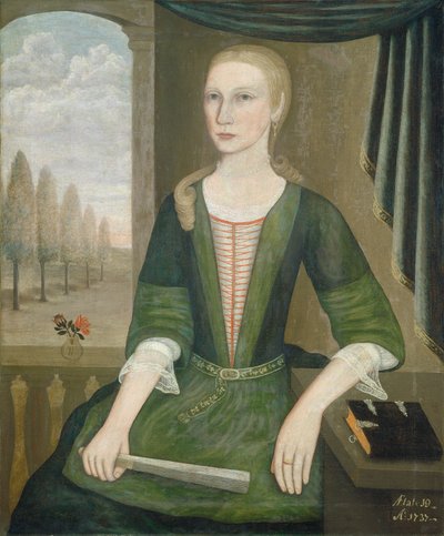 Young Lady with a Fan by The Gansevoort Limner