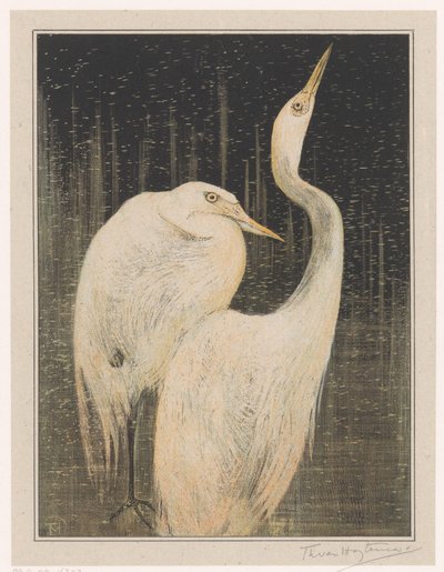 Two Egrets by Theo van Hoytema (signed by artist)