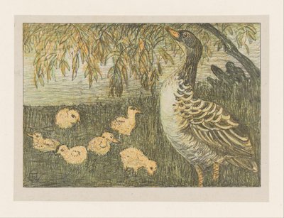Goose with Chicks by Theo van Hoytema