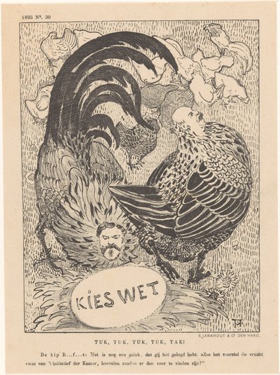 Caricature with Politicians as Chickens by Theo van Hoytema