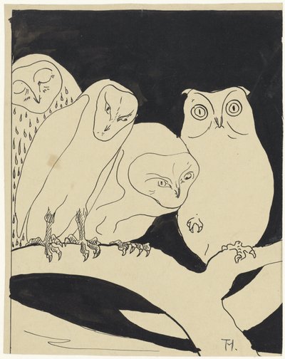 Owls on a Branch by Theo van Hoytema