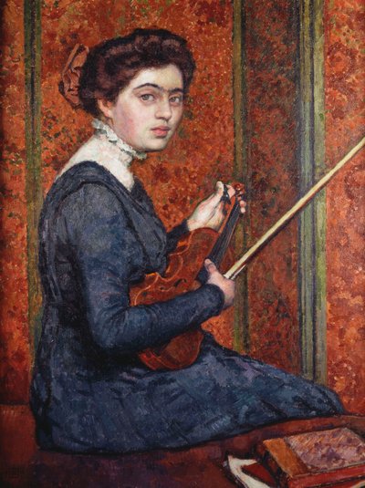 Woman with Violin by Théo van Rysselberghe