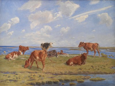 Calves by the Beach by Theodor Philipsen