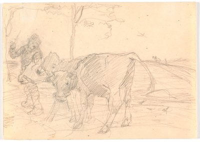 Cattle Driver with Three Calves by Theodor Philipsen