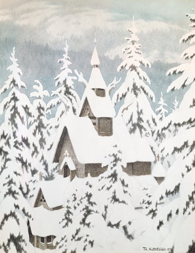 Church in the Snow by Theodor Kittelsen
