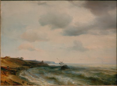 Seacoast with Stranded Ship by Theodore Gudin