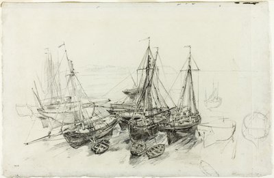 Fishing Boats at Granville by Theodore Rousseau