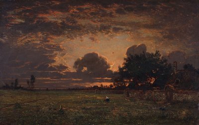 Sunset over the Plain of Barbizon by Pierre Etienne Theodore Rousseau