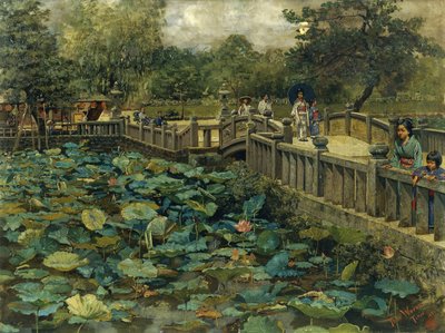 Lotus Pond, Shiba, Tokyo by Theodore Wores