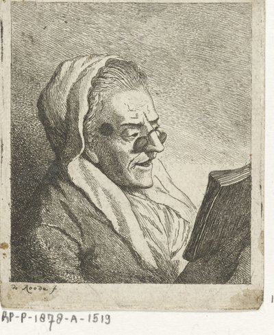 Old Woman Reading with Pince-Nez by Theodorus de Roode