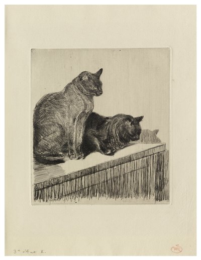 Two Cats on a Piece of Furniture by Théophile Alexandre Steinlen