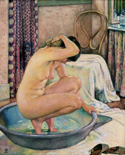 Nude in a basin by Théo van Rysselberghe
