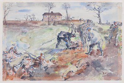 Grubbing And Burning A Hedge by Thomas Barclay Hennell