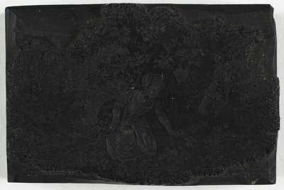 Woodblock for Woman Picking Flowers by Thomas Bewick
