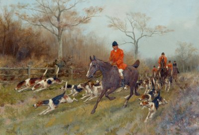 Huntsmen and Hounds in a Wooded Landscape by Thomas Blinks