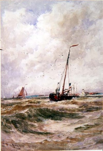 Fishing Boats Off Katwick by Thomas Bush Hardy