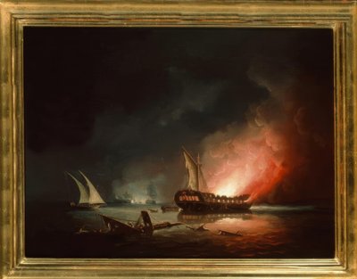 Burning Frigate after a Sea Battle by Thomas Buttersworth