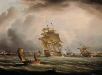 Shipping off Portsmouth by Thomas Buttersworth