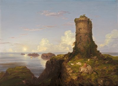 Italian Coast with Tower Ruin. 1838 by Thomas Cole