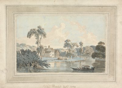 Farmhouse, River and Barge by Thomas Daniell