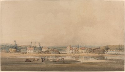 Village along a River Estuary in Devon by Thomas Girtin