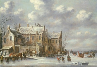 Winter Scene with View at Medemblik by Thomas Heeremans