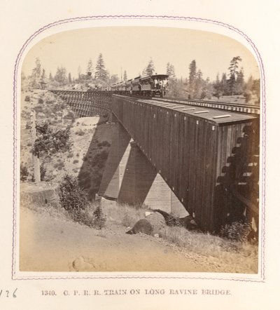 Train on Long Ravine Bridge by Thomas Houseworth