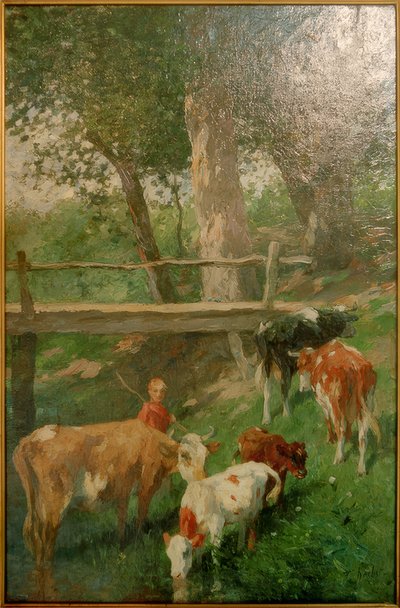 Herd Boy with Cows by Thomas Ludwig Herbst