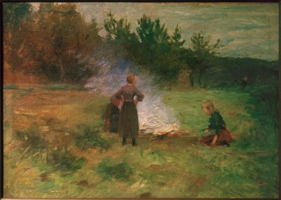 Girl by the Campfire by Thomas Ludwig Herbst