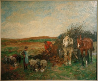 Cart with Brushwood and Sheep by Thomas Ludwig Herbst