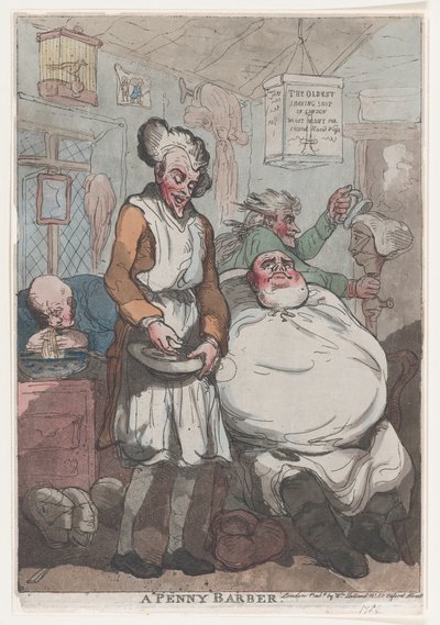 A Penny Barber, 1789 by Thomas Rowlandson