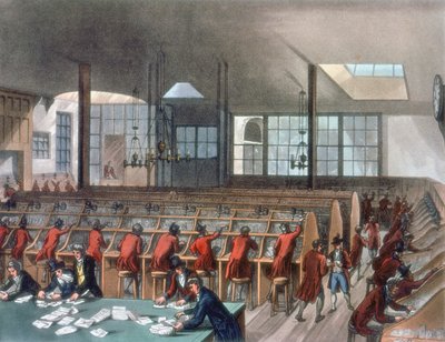 General Post Office, Lombard Street, London, 1808 by Thomas Rowlandson