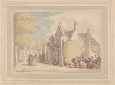 Monks Carousing Outside a Monastery by Thomas Rowlandson